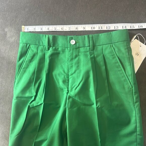 Men’s Green Flat Pleated Front Casual Slim Fit Dress Shorts Size 29 NWT - Picture 5 of 6